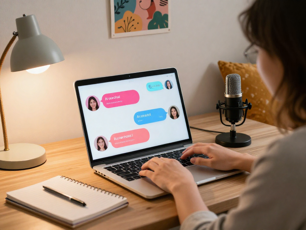 Explore engaging ai sex chat experiences in a cozy digital workspace with vibrant interfaces.