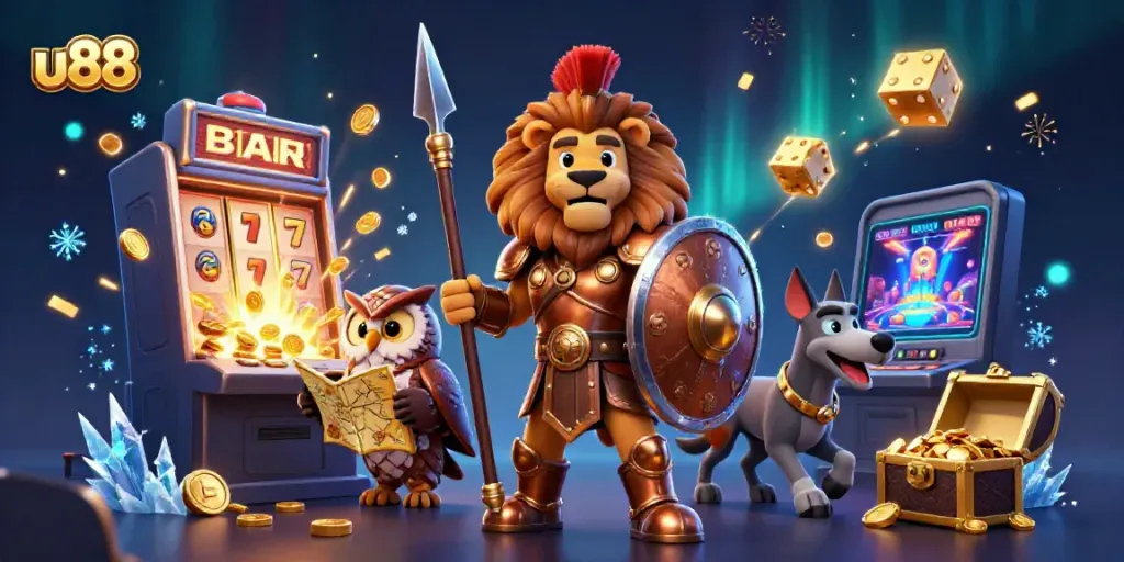 Experience the thrilling u88 casino atmosphere with vibrant characters and jackpot winnings!
