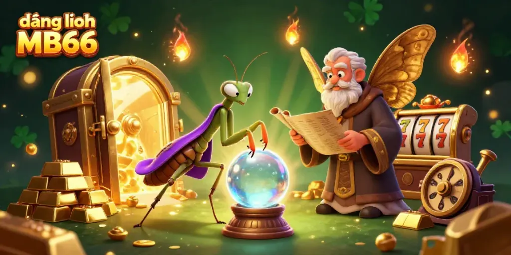 Engage with đăng nhập MB66 and explore the vibrant world of casino games including slots surrounded by magical characters.
