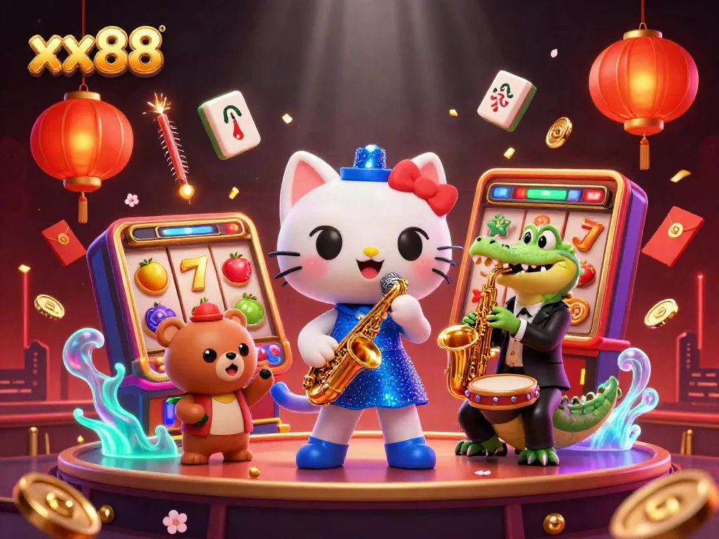 Experience thrilling gaming moments at xx88 with lively characters and vibrant casino elements.