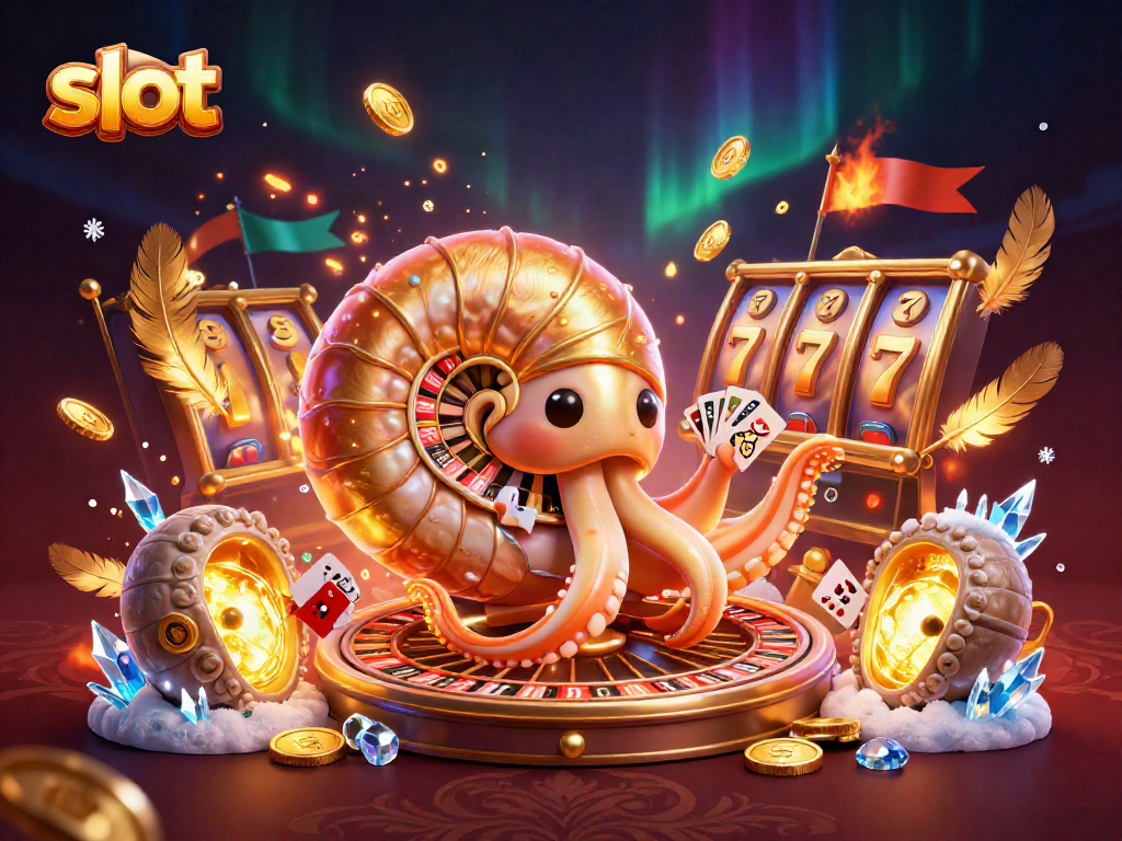 Experience thrilling slot action with a giant nautilus roulette wheel and glowing ammonite companions.