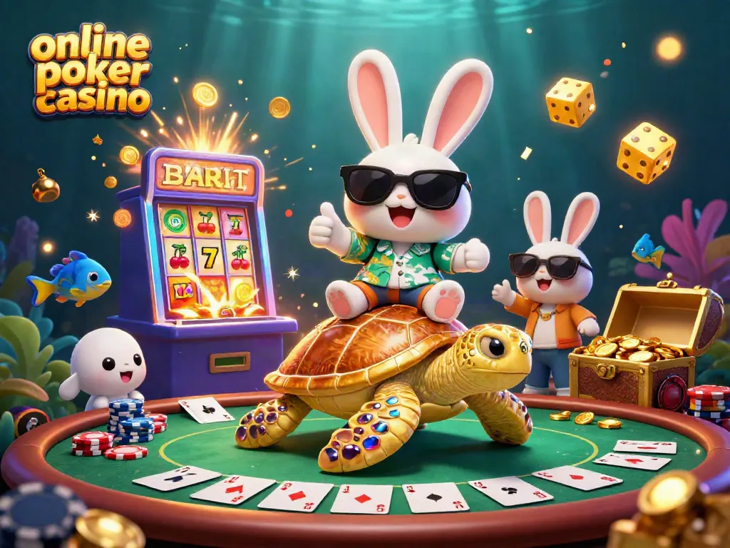 Experience the thrill of an online poker casino with vibrant characters and dynamic gaming elements.