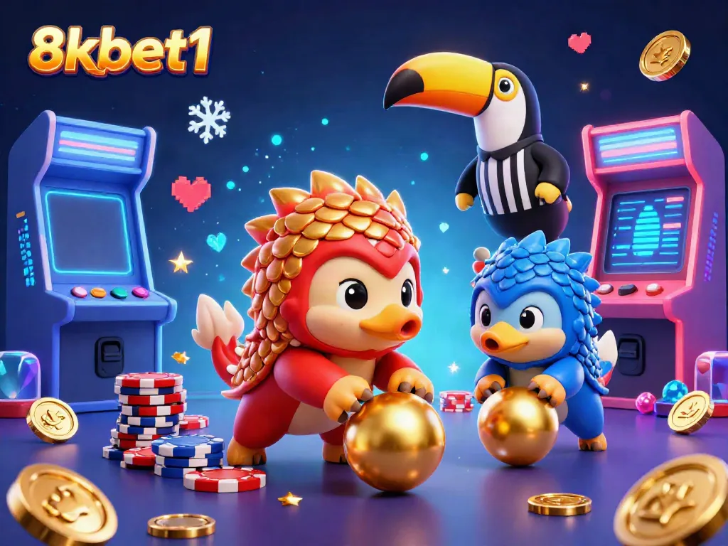 Experience gaming excitement at 8xbet1 with rival pangolins in a vibrant casino setting.