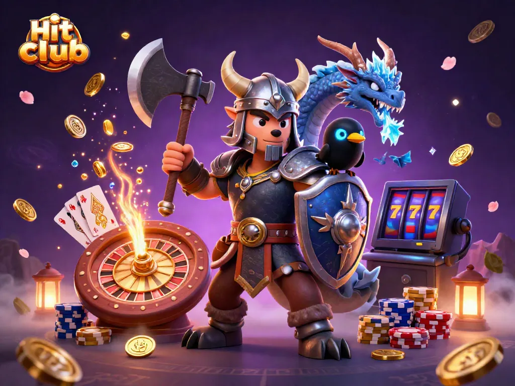 Experience thrilling moments at Hit club with a Viking wolf, dragon, and shimmering casino treasures!